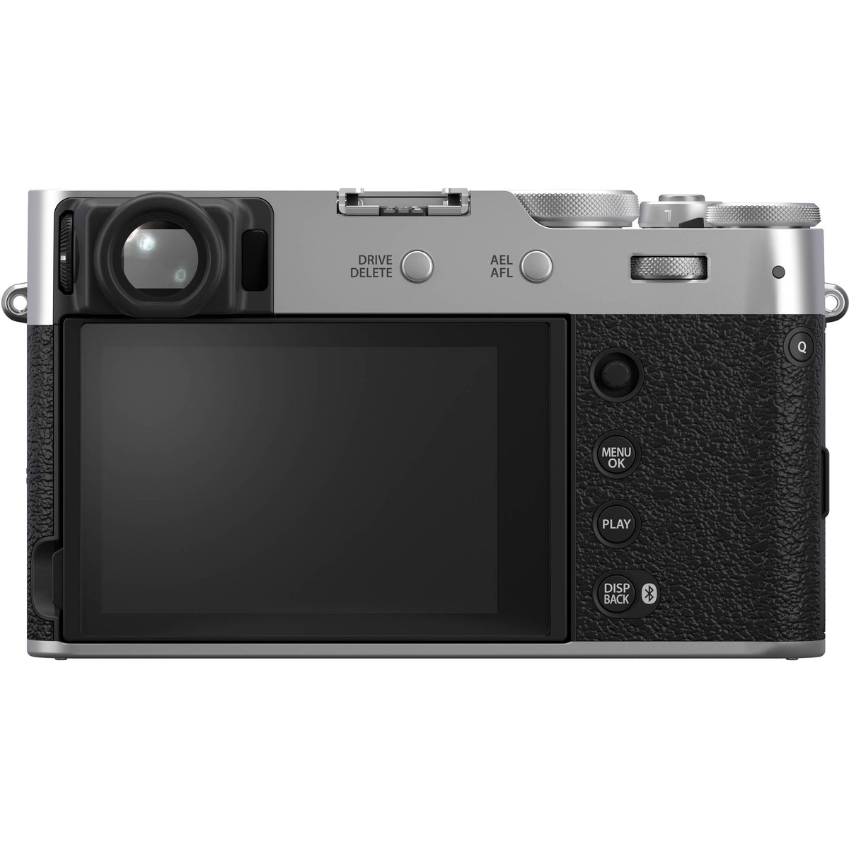 Fujifilm X100VI silver compact digital camera featuring 40.2MP APS-C X-Trans CMOS 5 HR sensor and a 23mm f/2 fixed lens.
