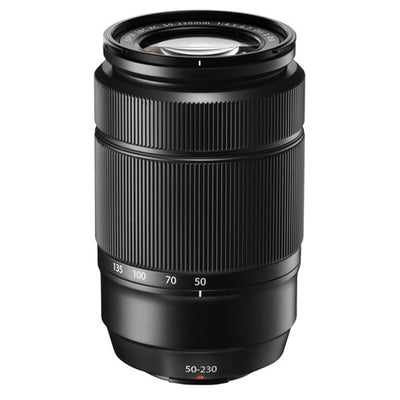 Black camera lens on a white background