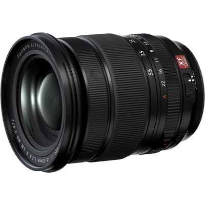 Fujifilm XF 16-55mm f/2.8 R LM WR II professional standard zoom lens with fast autofocus and weather sealing for X-Series cameras.
