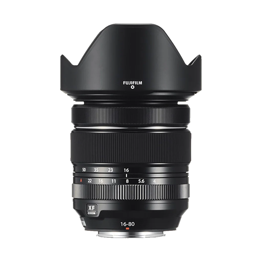 FUJIFILM XF 16-80mm f/4 R OIS WR lens with weather sealing, constant f/4 aperture, and optical image stabilisation.