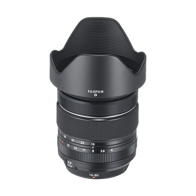 FUJIFILM XF 16-80mm f/4 R OIS WR lens with weather sealing, constant f/4 aperture, and optical image stabilisation.