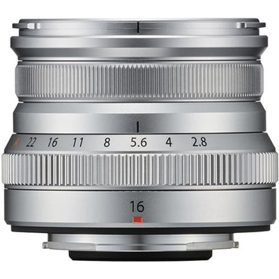 Fujifilm XF 16mm f/2.8 R WR lens. Compact APS-C wide-angle prime with f/2.8, sharp optics, weather-resistant build, and travel-friendly design.