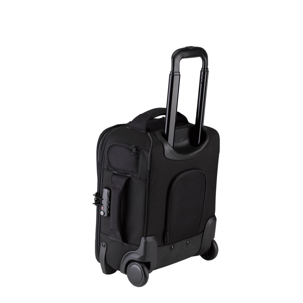Tenba Roadie Roller 18 in black — professional carry-on camera case with padded dividers, wheels, and weather-resistant design.