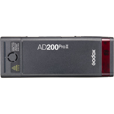 Godox AD200Pro II 200Ws TTL Pocket Flash compatible with Canon, Sony, and Nikon.