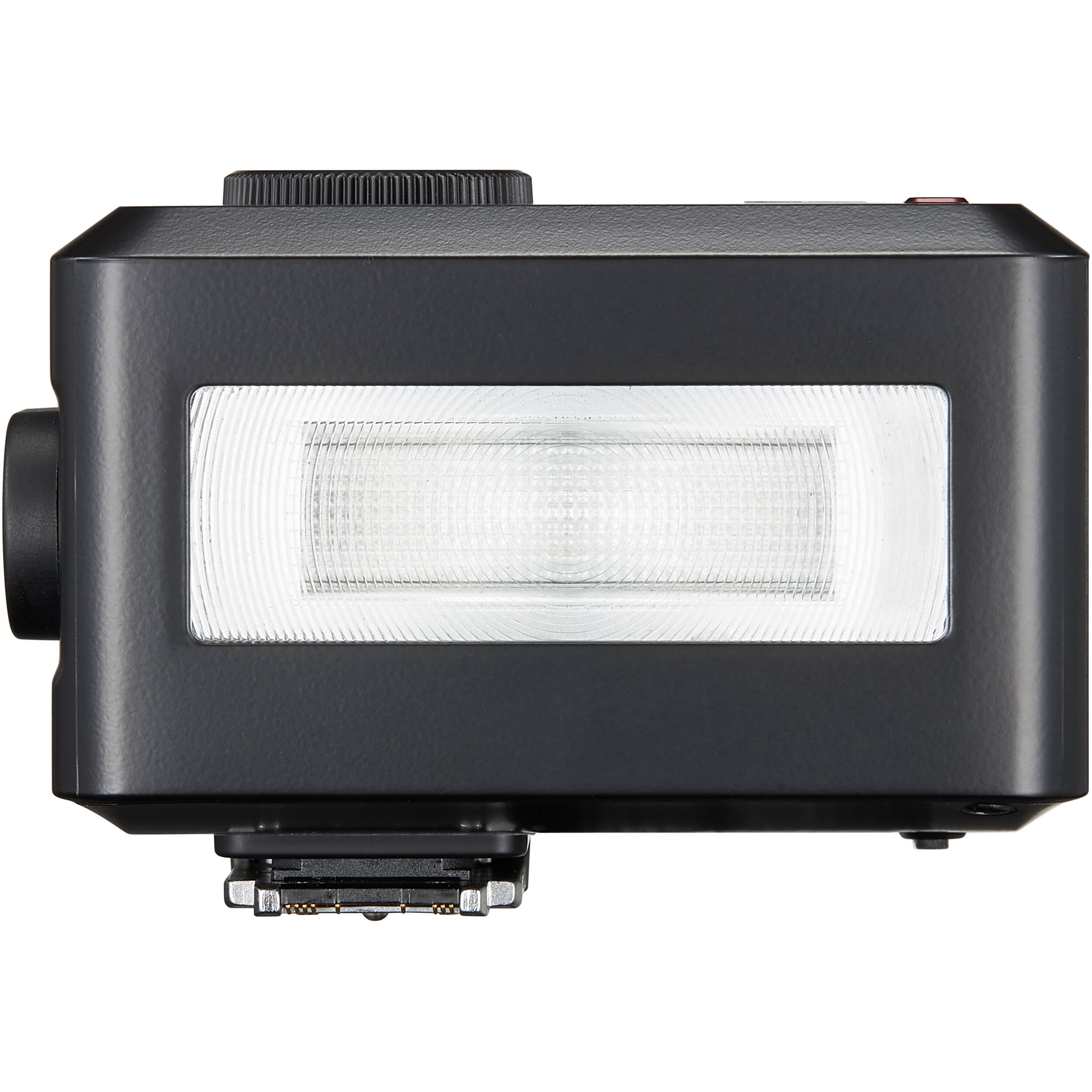 Godox iT30 Pro with built-in diffuser flipped out and the designed quick-release hot shoe locking mechanism.
