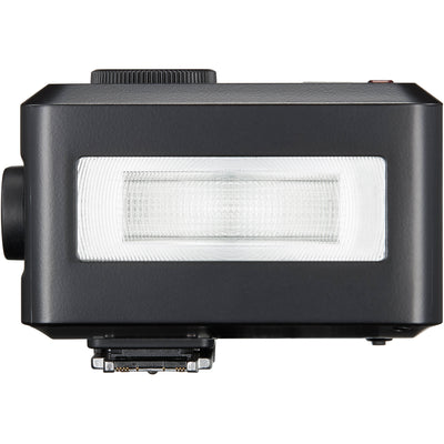 Godox iT30 Pro with built-in diffuser flipped out and the designed quick-release hot shoe locking mechanism.
