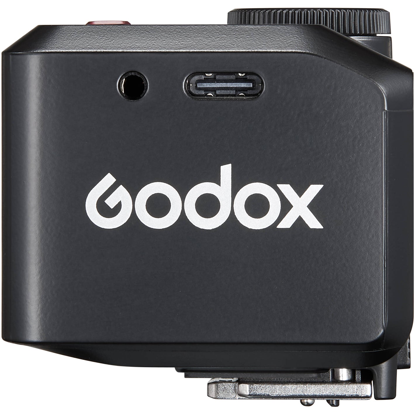 Godox iT30 Pro with built-in diffuser flipped out and the designed quick-release hot shoe locking mechanism.

