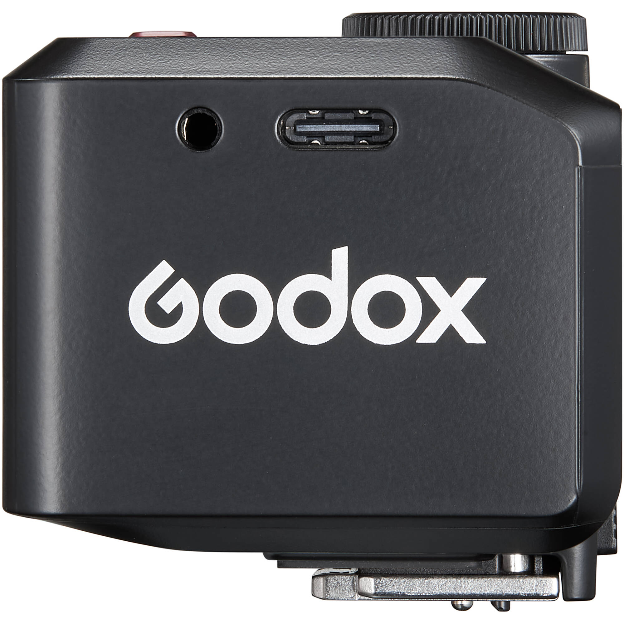 Godox iT30 Pro with built-in diffuser flipped out and the designed quick-release hot shoe locking mechanism.
