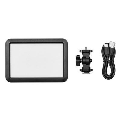 Godox LDP8Bi bi-color LED video light panel—compact rectangular panel with cold-shoe mount.