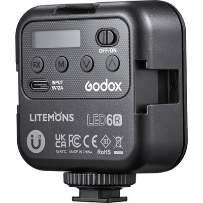 Godox LiteMons RGB LED light with adjustable color temperature and full color spectrum for photography and video.