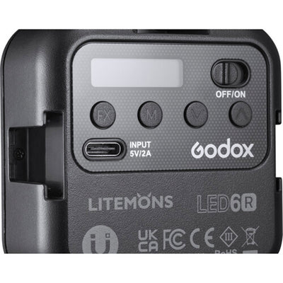 Godox LiteMons RGB LED light with adjustable color temperature and full color spectrum for photography and video.