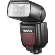 Godox TT685C II Canon flash with tilt/rotate head, TCM manual mode, wireless master/slave, and USB-C for firmware updates.