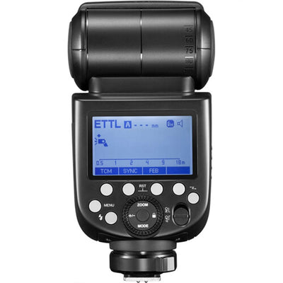 Godox TT685C II Canon flash with tilt/rotate head, TCM manual mode, wireless master/slave, and USB-C for firmware updates.