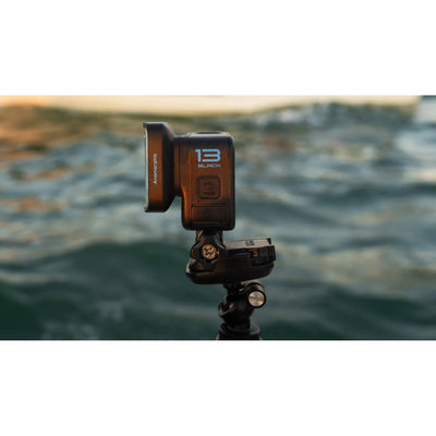 GoPro Anamorphic Lens Mod for HERO13 Black delivering ultra-wide 21:9 cinematic footage with distinctive horizontal lens flares and in-camera de-squeezing for a straightened widescreen look.