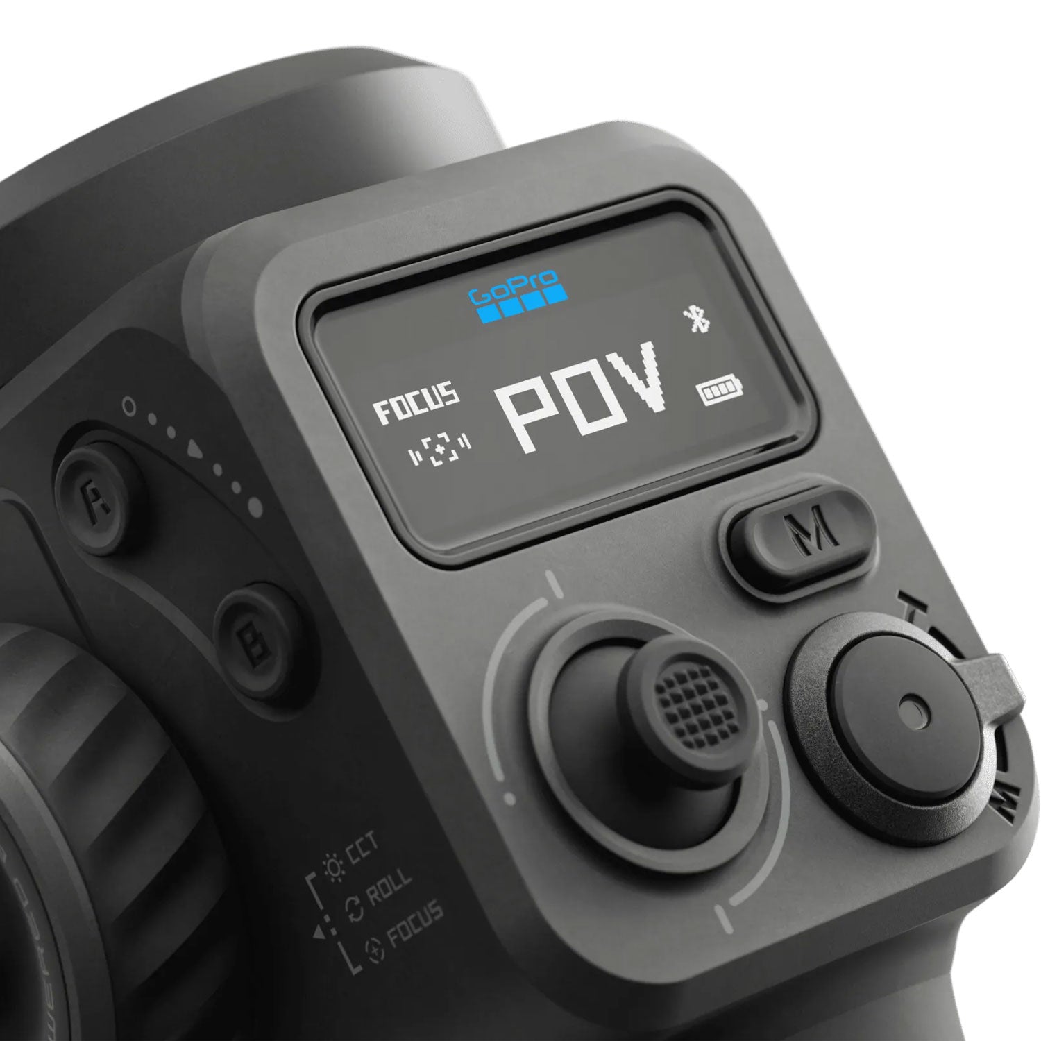 Premium 3-axis gimbal with AI subject tracking, integrated fill light, and mounts for smartphones and GoPro cameras.