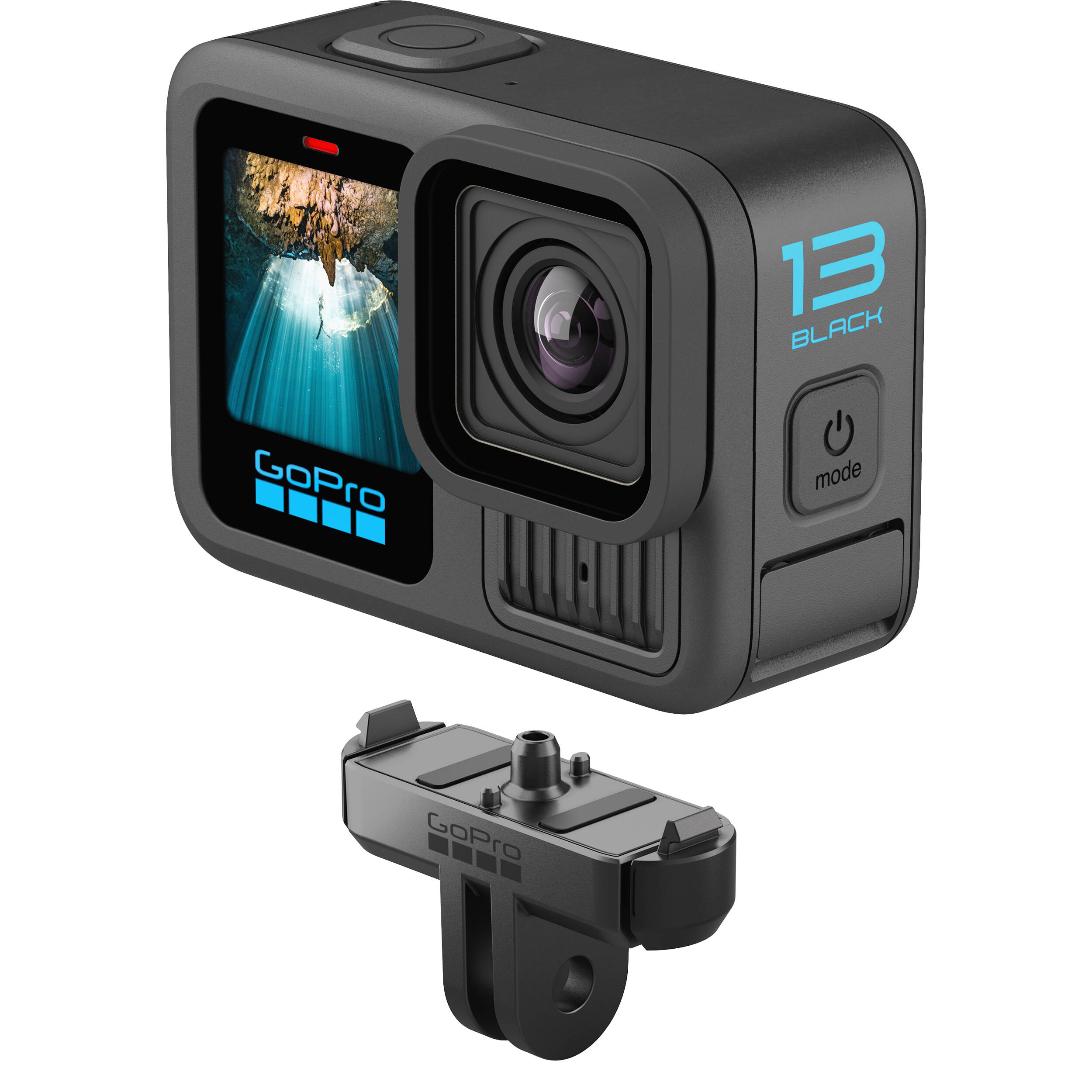 GoPro HERO13 Black Accessory Bundle – complete kit including HERO13 Black action camera with essential mounts, battery, and carry case for versatile shooting.