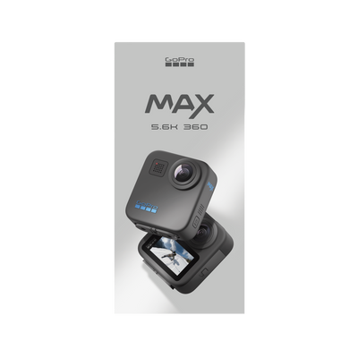 GoPro MAX 360 Action Camera 2025 with dual lenses capturing 5.7K 360° video, 18MP 360 photos, 6 built-in mics for immersive audio, Max HyperSmooth stabilization, AI-powered object tracking, 4 digital lenses including Max SuperView, rugged waterproof body, Enduro battery, and ¼-20 tripod compatibility.