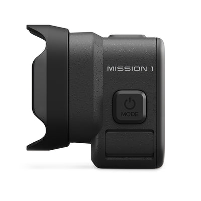 GoPro Mission 1 Series cinematic camera featuring a 1-inch sensor, rugged black housing, and a large rear OLED display.