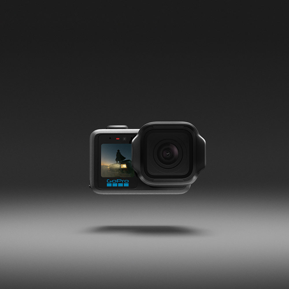 GoPro Mission 1 Series cinematic camera featuring a 1-inch sensor, rugged black housing, and a large rear OLED display.