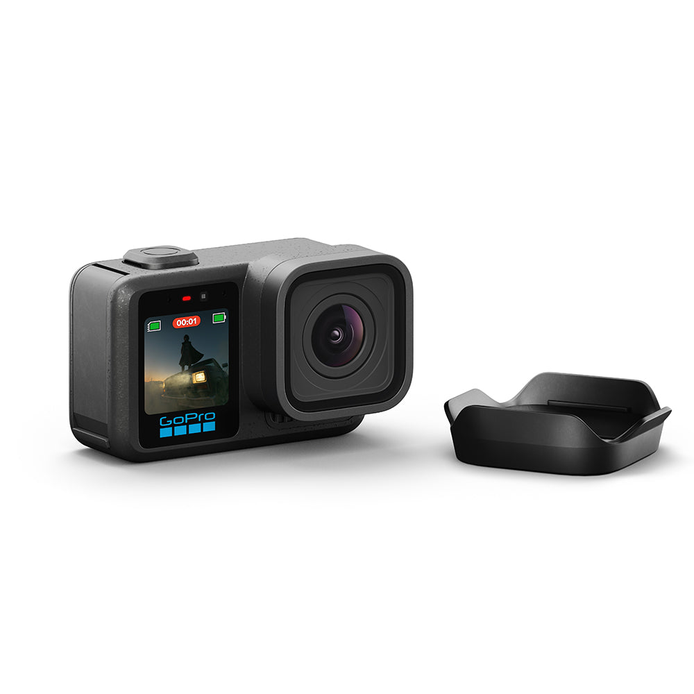 GoPro Mission 1 Series cinematic camera featuring a 1-inch sensor, rugged black housing, and a large rear OLED display.