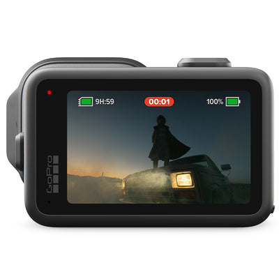 GoPro Mission 1 Series cinematic camera featuring a 1-inch sensor, rugged black housing, and a large rear OLED display.