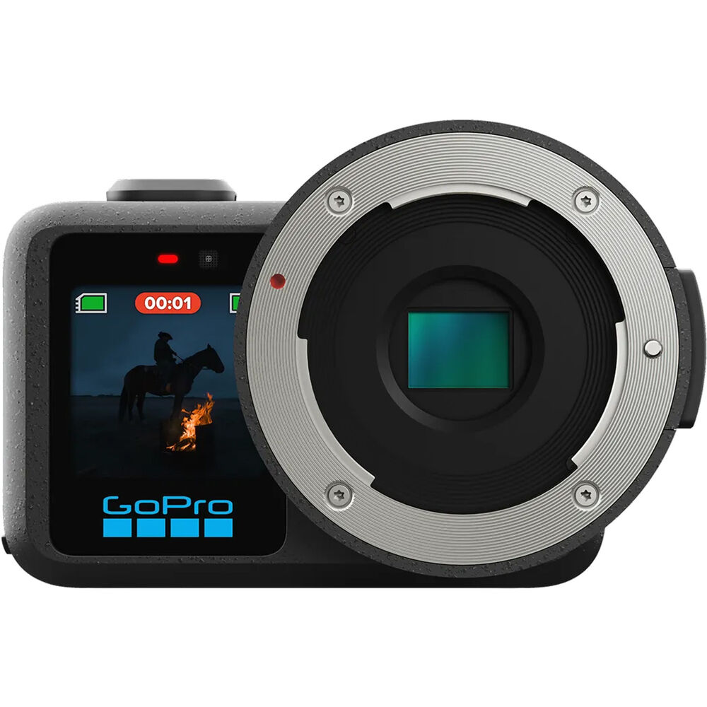 GoPro Mission 1 Series camera featuring a large 1-inch sensor lens and a 14% larger OLED rear display.