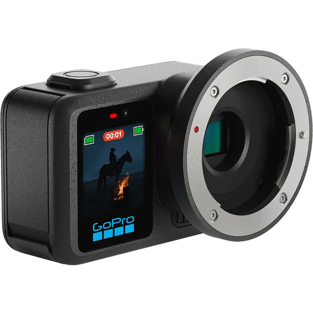 GoPro Mission 1 Series camera featuring a large 1-inch sensor lens and a 14% larger OLED rear display.