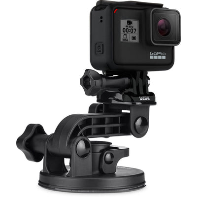 GoPro camera with suction cup mount on a white background