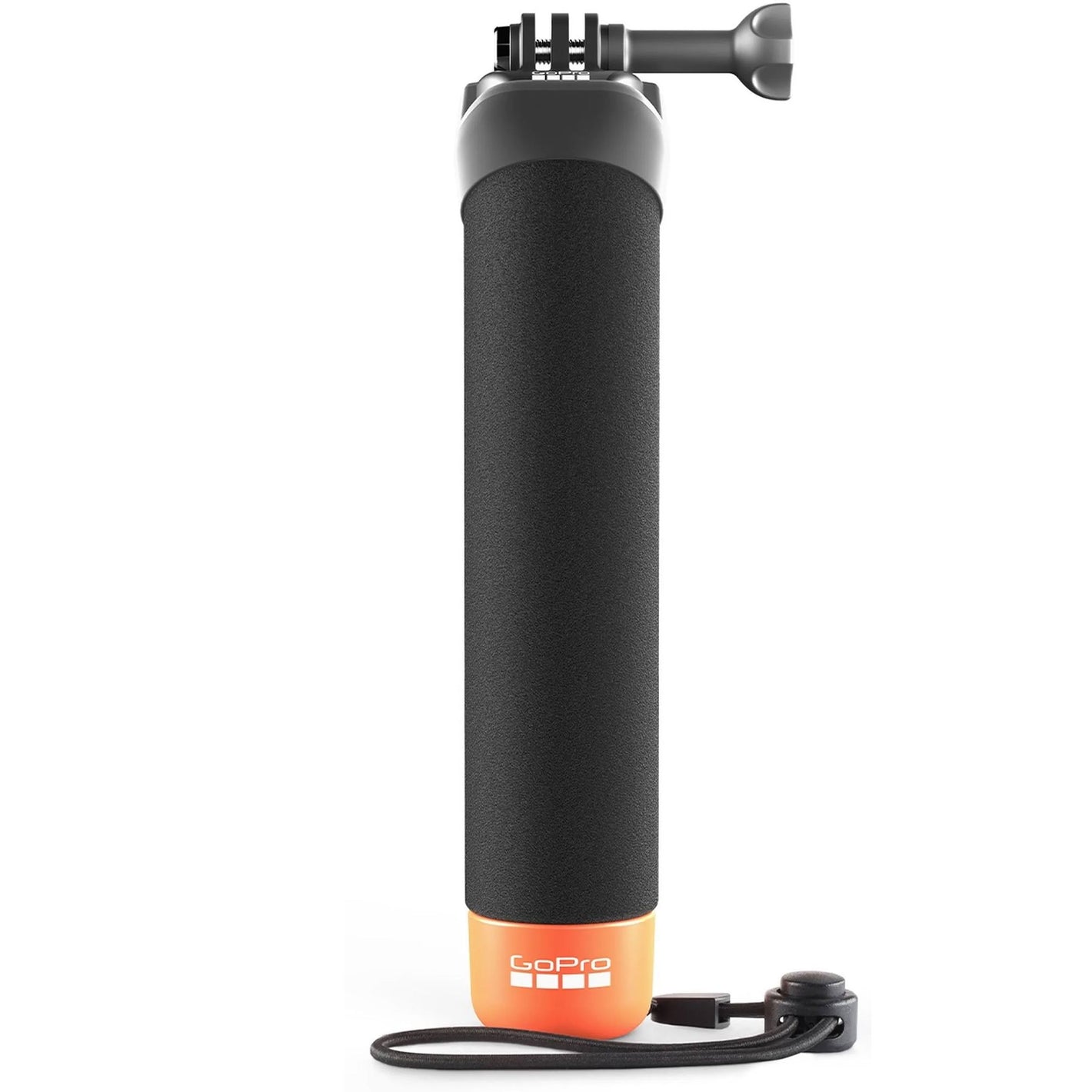 GoPro The Handler floating hand grip with orange base and quick-release camera mount
