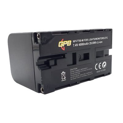 The GPB Generic NP-F750 Battery for Sony Video Lights is a lightweight lithium-ion battery that serves as a replacement for the Sony NP-F750 battery and is USB-chargeable.