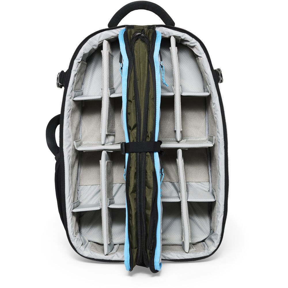 Forest Green Kiboko 30L+ camera backpack open view