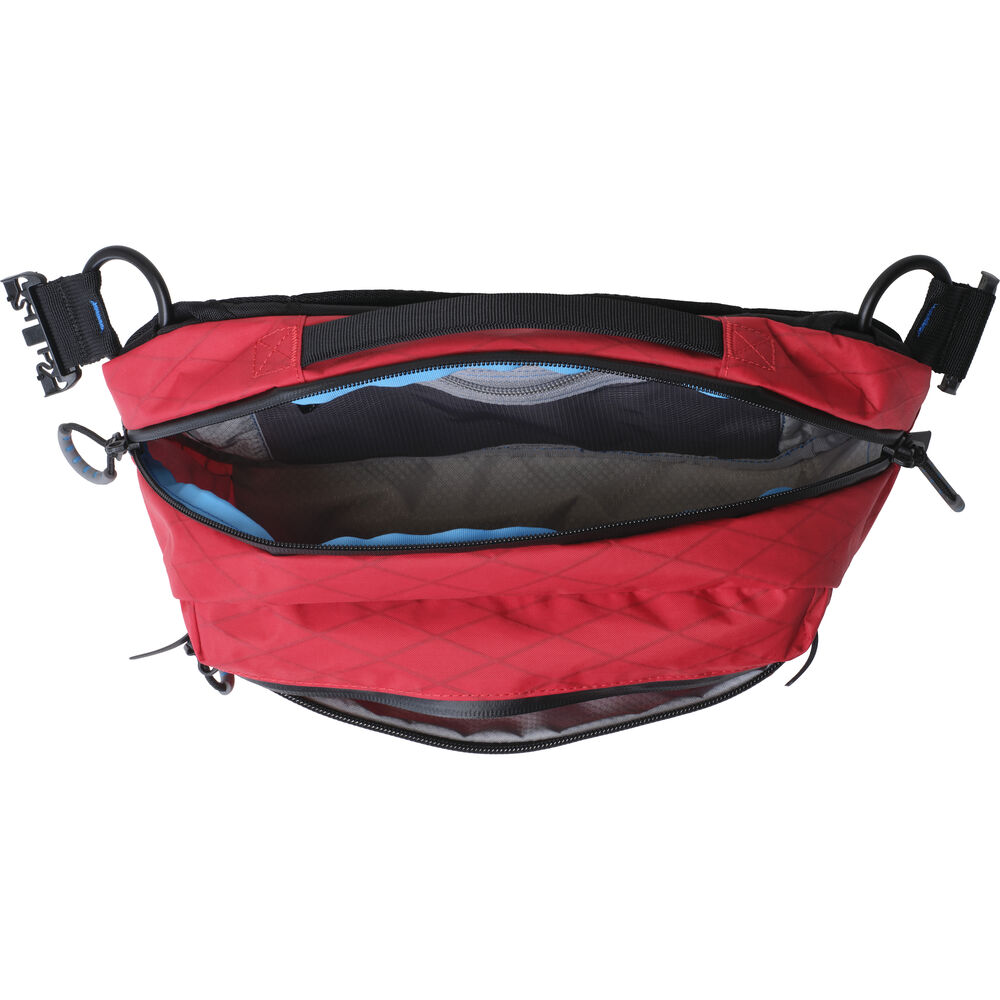 Red Kiboko City Sling 6L camera bag top view open