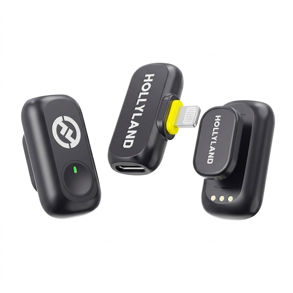 Compact wireless mic with 48 kHz audio and noise cancellation