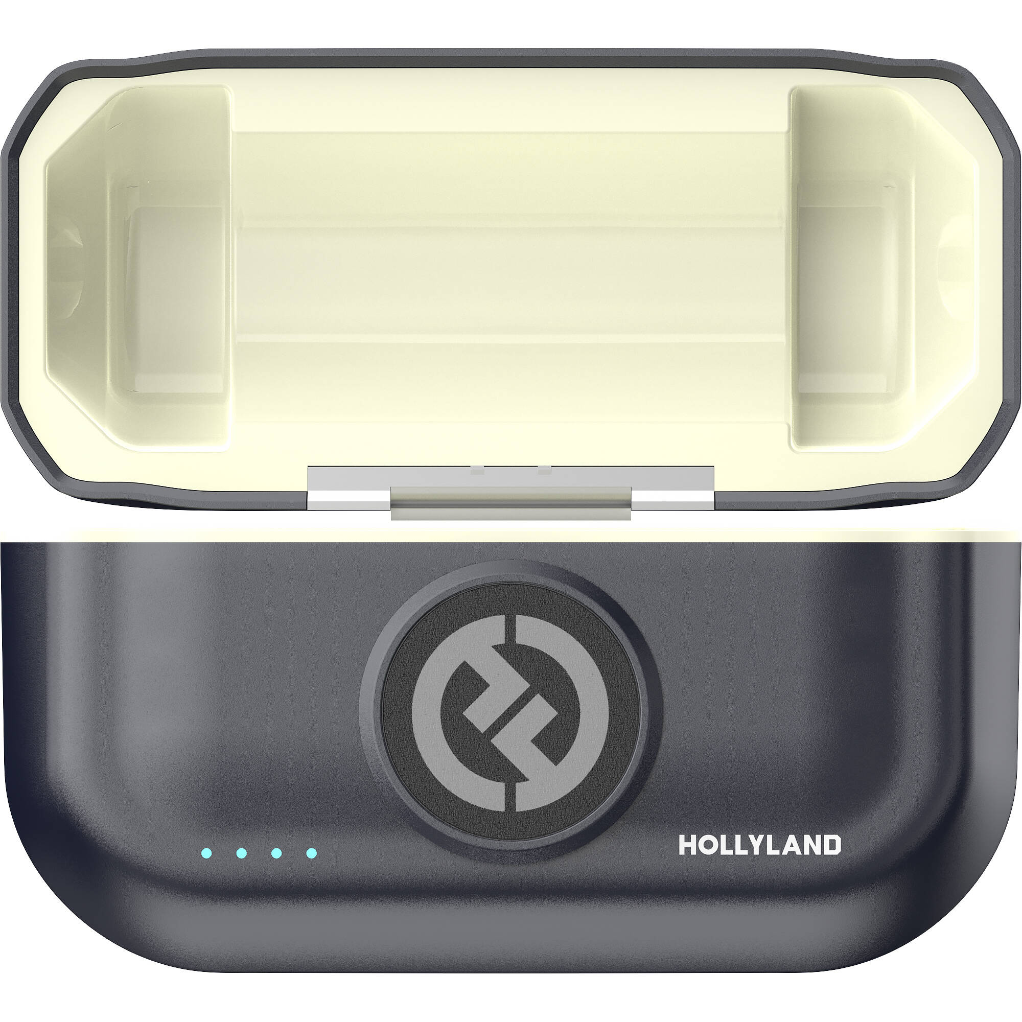 Hollyland Lark M2 Duo Wireless Mic USB-C with two omnidirectional transmitters, USB-C plug-in receiver, 2.4 GHz transmission and included charging case.
