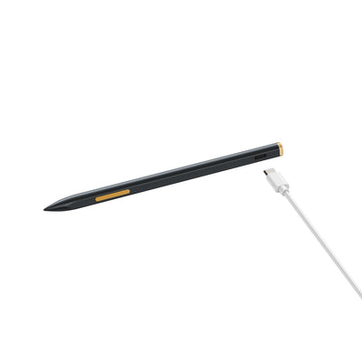 Huion Active Capacitive Stylus Pen for Chromebook in sleek black with tip and clip, designed for precise touch input on touchscreen devices.