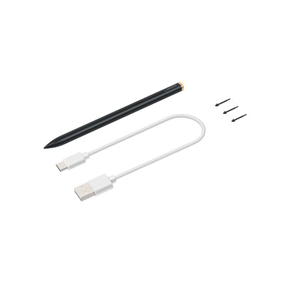 Huion Active Capacitive Stylus Pen for Chromebook in sleek black with tip and clip, designed for precise touch input on touchscreen devices.