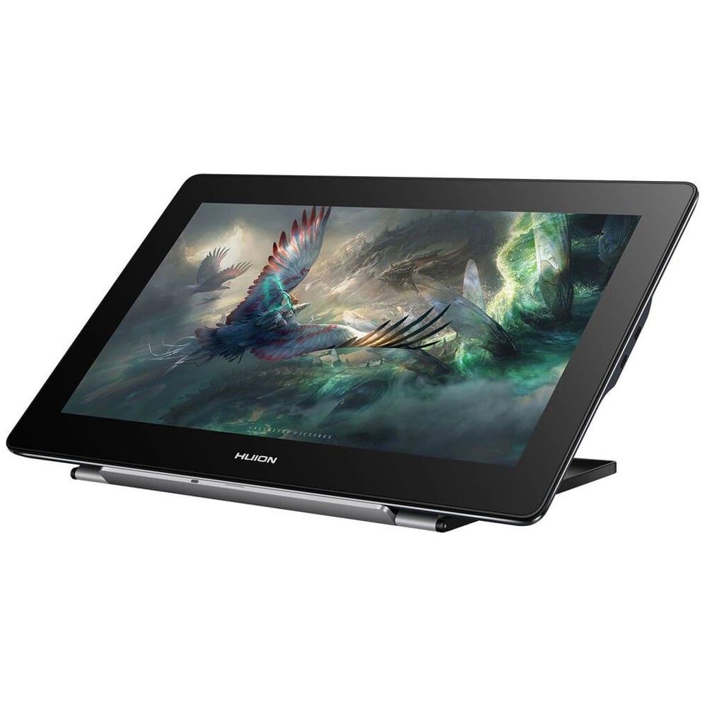 This 16-inch pen display tablet delivers 4K ultra HD resolution for professional artists on a display screen as they draw with Huion pen technology.