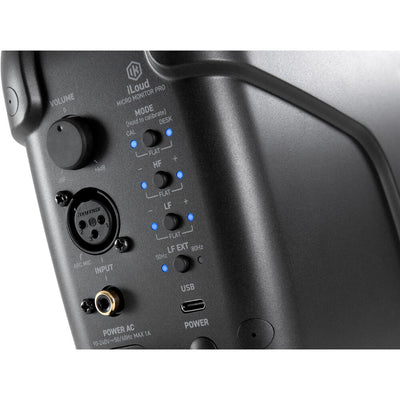 IK Multimedia iLoud Micro Monitor Pro single speaker close up view of middle back buttons
