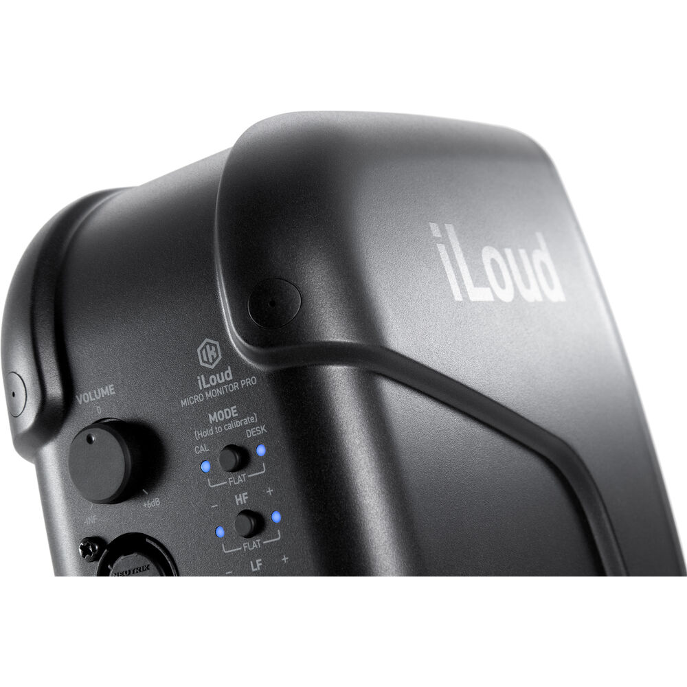IK Multimedia iLoud Micro Monitor Pro single speaker close up view of top back buttons