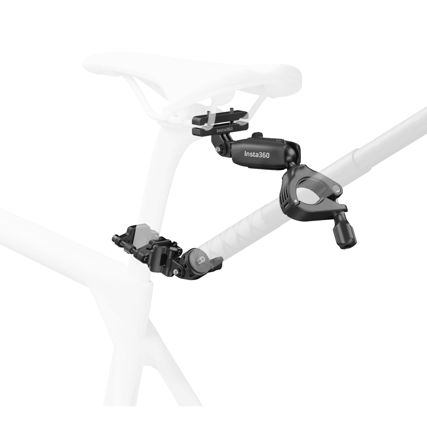 Insta360 Bike Tail Mount Kit is mounted below the bicycle seat
