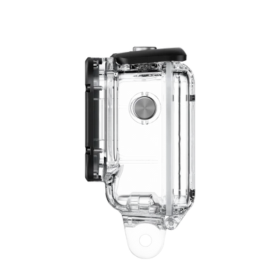 Insta360 Dive Case for Ace with waterproof housing rated to 60m (197ft), high-transparency glass lens for clear underwater imaging, locking-buckle design for secure closure, anti-fog inserts, and anti-slip rings, compatible with selfie sticks and tripods.