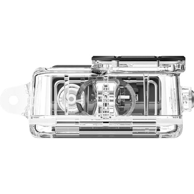 Clear dive case on a white background