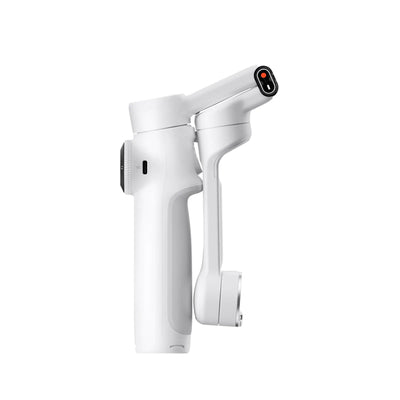 Insta360 Flow 2 AI Tracker Bundle in Summit White with 3-axis gimbal stabilization, Deep Track 4.0 AI subject tracking, built-in adjustable spotlight with nine lighting effects, magnetic phone clamp, USB-C charging cable, protective pouch, and up to 10 hours battery life for smooth and creative smartphone filming.