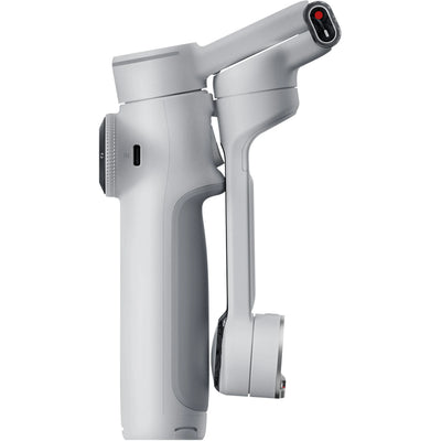 Insta360 Flow 2 Pro Gimbal in Gray with 3-axis stabilization, Deep Track 4.0 AI tracking with multi-subject and active zoom features, built-in extendable selfie stick and tripod, Apple DockKit integration for native iOS tracking, up to 10 hours runtime, smartphone and Apple Watch remote control, and USB-C charging.
