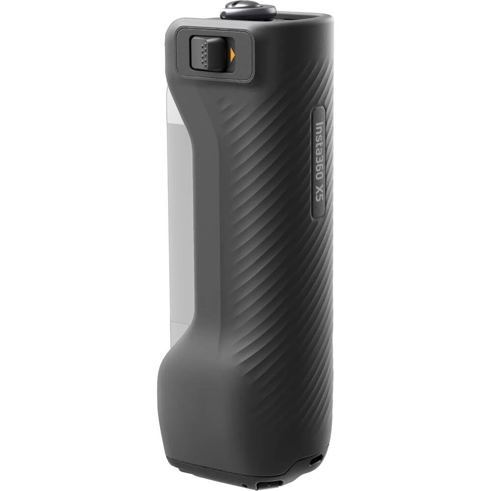 Insta360 X5 foldable utility handle with mini tripod and rubber grip
