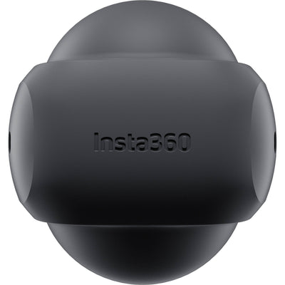Black spherical camera with 'insta360' branding on a white background