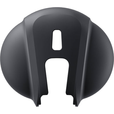 Black plastic cover with cutout design on a white background