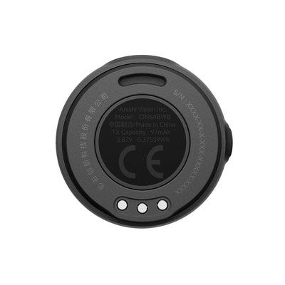 Insta360 Mic Air wireless microphone system with 7.9g ultra-light transmitter, 48kHz high-quality audio, 10-hour battery life, 300m wireless range, and built-in noise reduction for clear sound capture.
