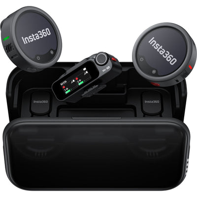 Insta360 Mic Pro lapel mics inside charging case - from above