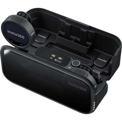 Insta360 Mic Pro lapel mics inside charging case - from above